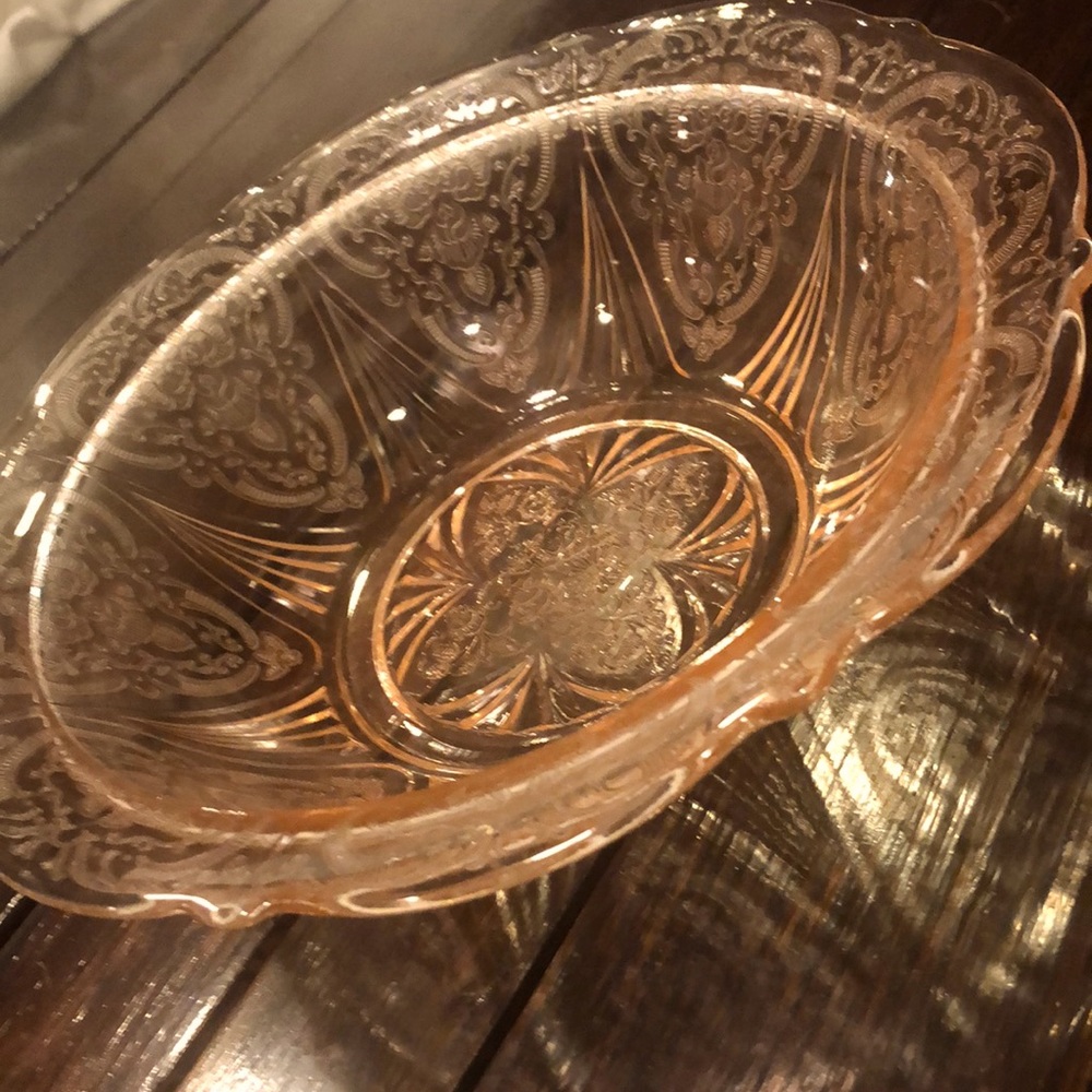 Classic Pink Fostoria  Navarre Fluted Edge Bowl—$40—DURING SHOW ONLY
